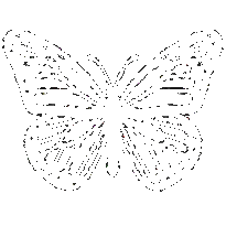 Monarch Butterfly preview — Proposal document: Black-and-white line-art reference from the same proposal. Unicode ships a monochrome variant so the glyph reads on low-color devices and in print.